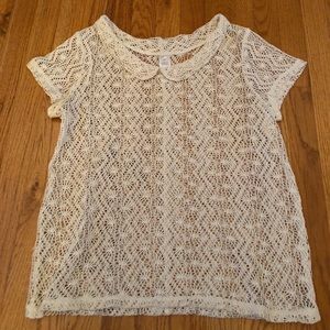 see through embroidery collared blouse